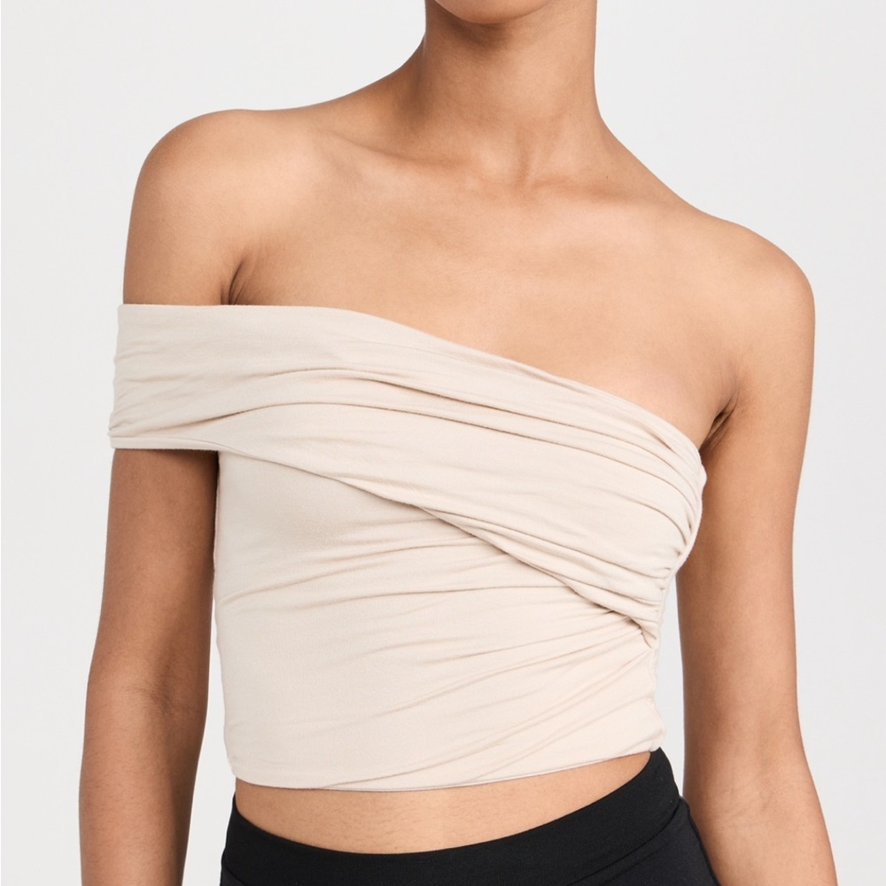 Re Ona Tan Asymmetrical Ruched Crop Top - Athena Top